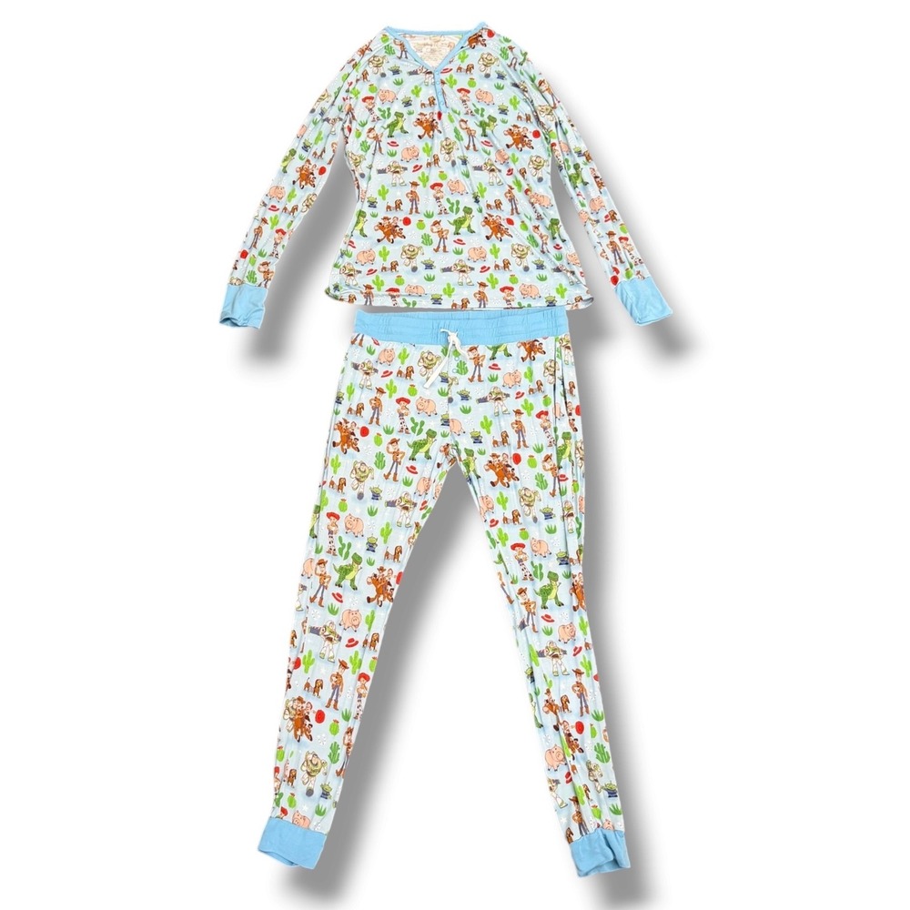 Little Sleepies Toy Story Pajama Set Women Medium Blue Bamboo Disney PJ